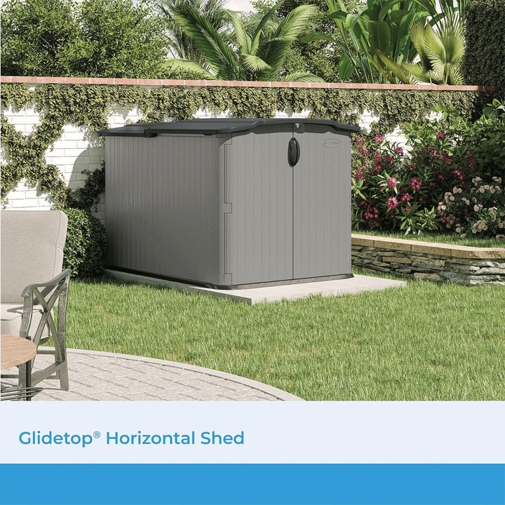Suncast Glidetop 98 Cu Ft Outdoor Horizontal Shed Garden & Tool Storage, Gray - VMInnovations
