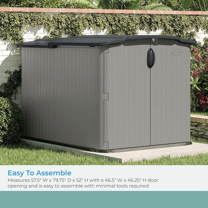 Suncast Glidetop 98 Cu Ft Outdoor Horizontal Shed Garden & Tool Storage, Gray - VMInnovations