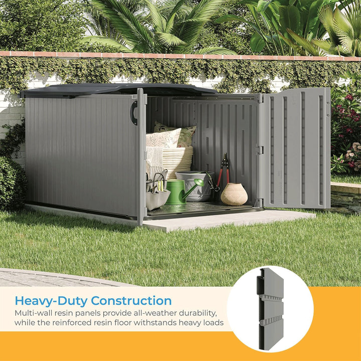 Suncast Glidetop 98 Cu Ft Outdoor Horizontal Shed Garden & Tool Storage, Gray - VMInnovations