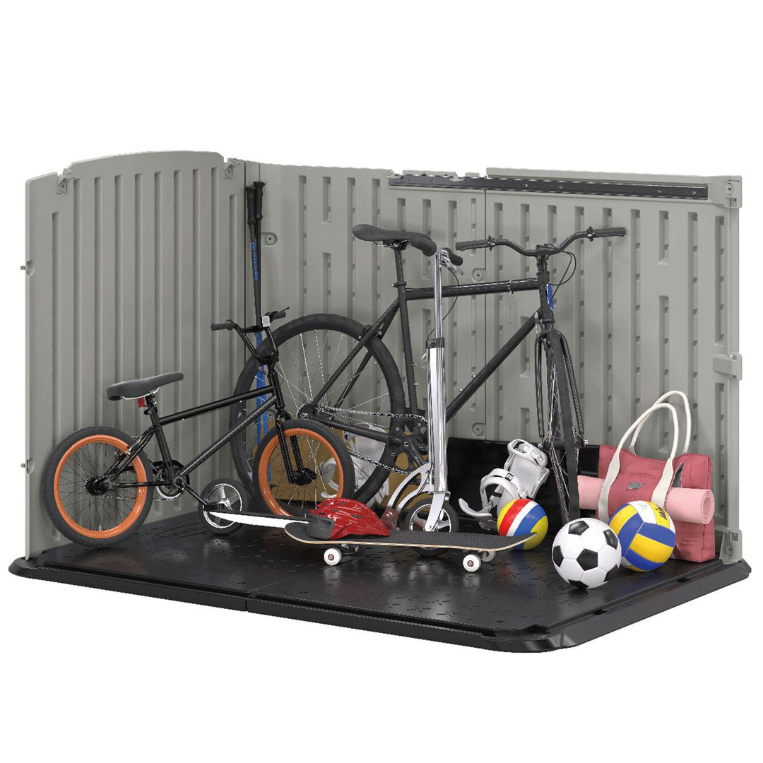 Suncast Glidetop 98 Cu Ft Outdoor Horizontal Shed Garden & Tool Storage, Gray - VMInnovations