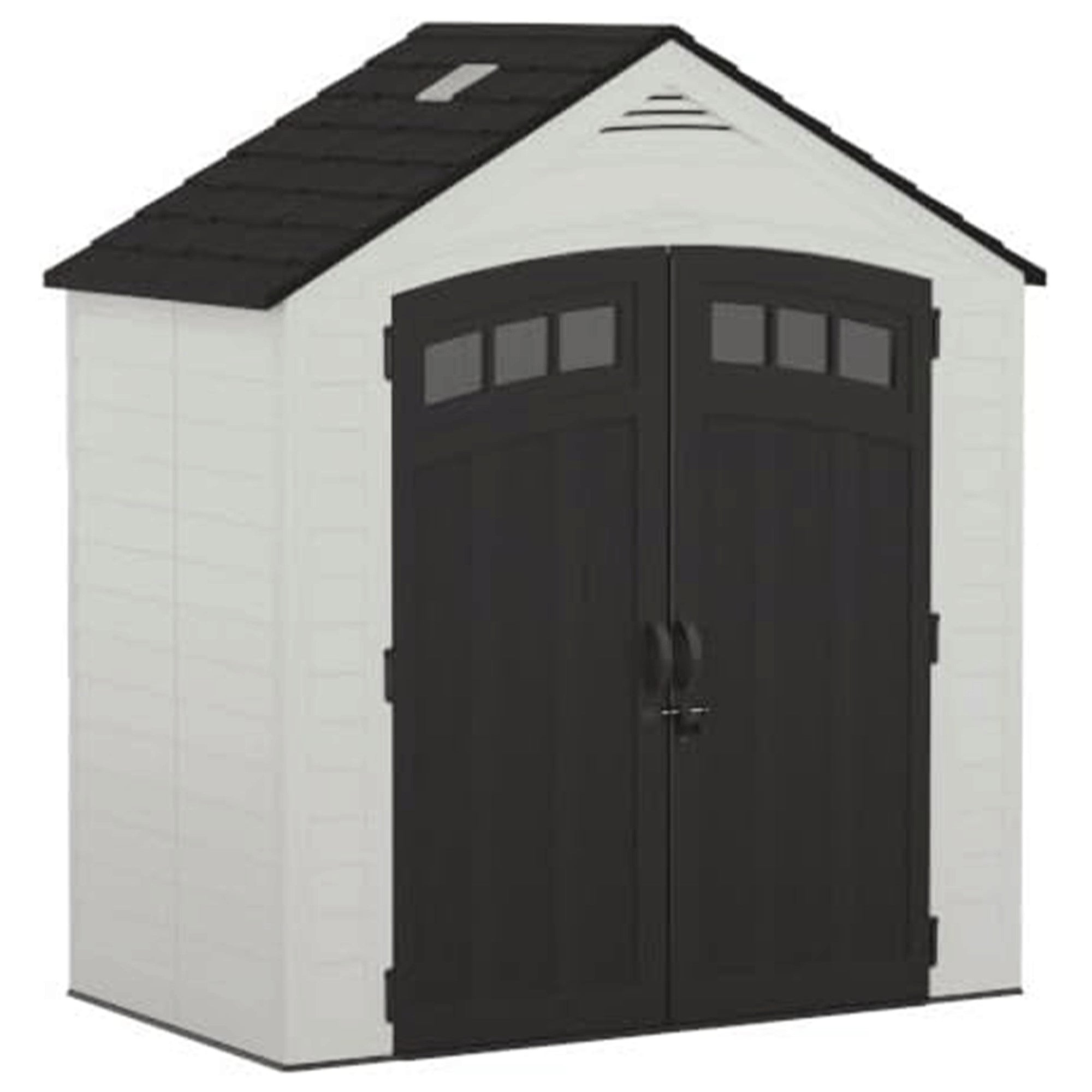 Suncast Vista 187 Cu Ft Storage Shed 7' x 4' Outdoor Garden Patio Box, Ice Cube - VMInnovations