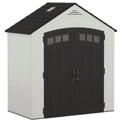 Suncast Vista 187 Cu Ft Storage Shed 7' x 4' Outdoor Garden Patio Box, Ice Cube - VMInnovations