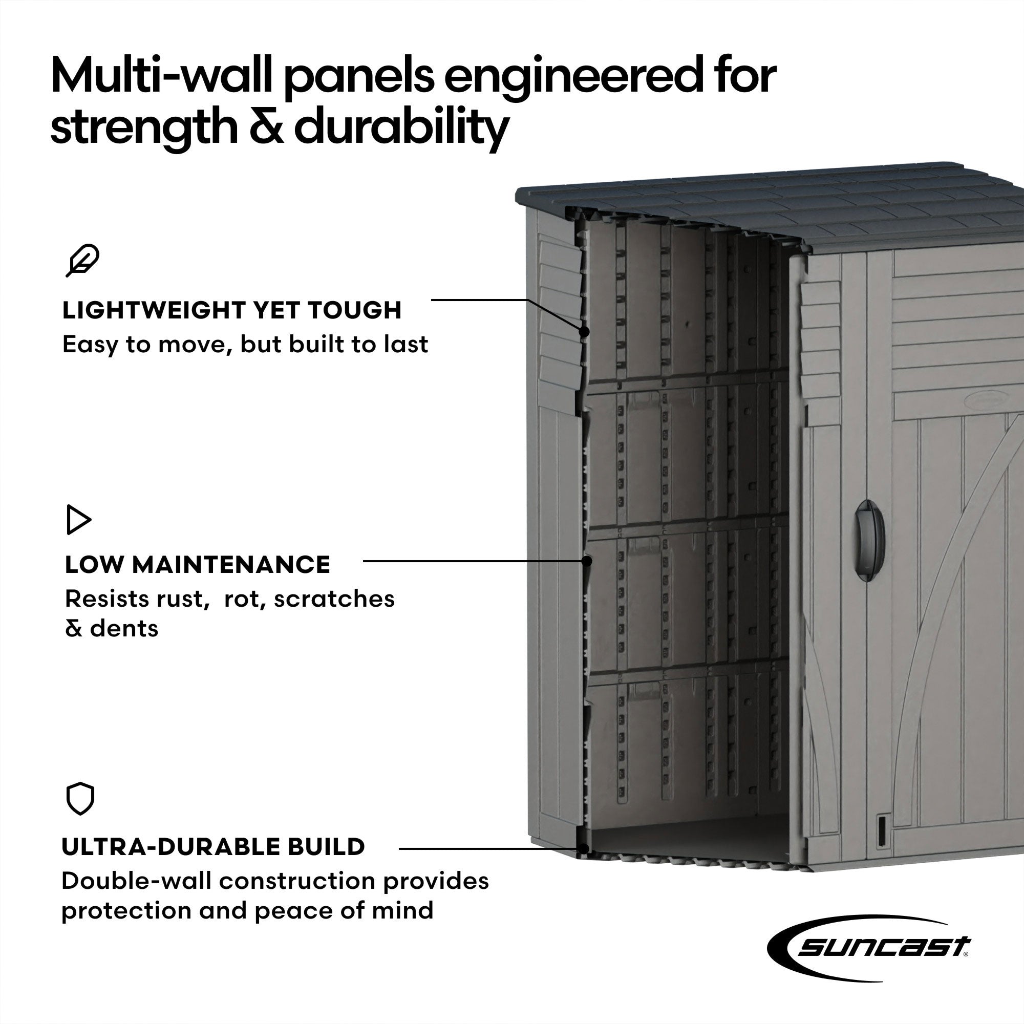 Suncast Modernist 7 f. x 7 ft. Storage Shed with 317 Cubic Feet of Storage Space - VMInnovations