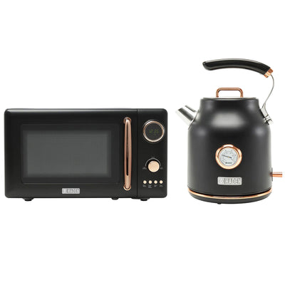 Haden 700W Countertop Microwave & Dorset 1.7L Electric Kettle, Black & Copper