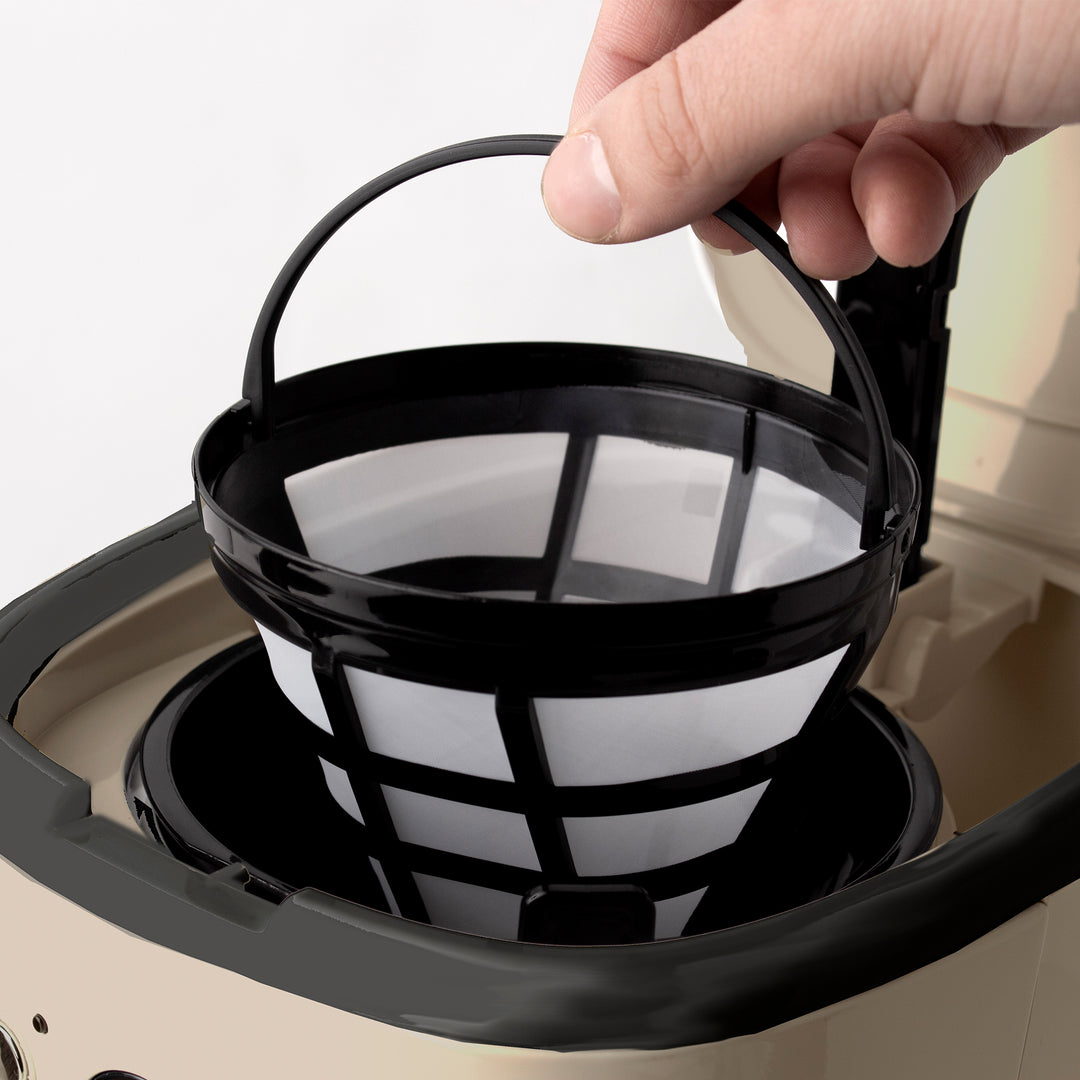 Haden Dorset 12 Cup Coffee Maker & 4 Slice Wide Slot Toaster, Putty & Chrome - VMInnovations