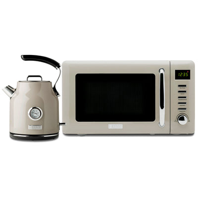 Haden 700W Countertop Microwave & Dorset 1.7L Electric Kettle, Putty & Chrome - VMInnovations