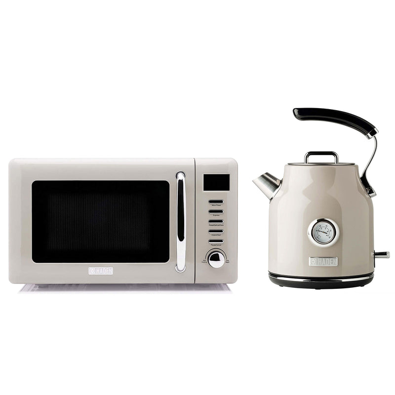 Haden 700W Countertop Microwave & Dorset 1.7L Electric Kettle, Putty & Chrome