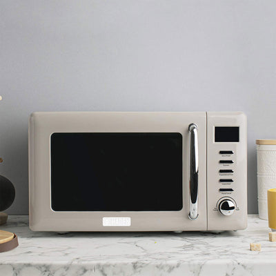 Haden 700W Countertop Microwave & Dorset 1.7L Electric Kettle, Putty & Chrome - VMInnovations