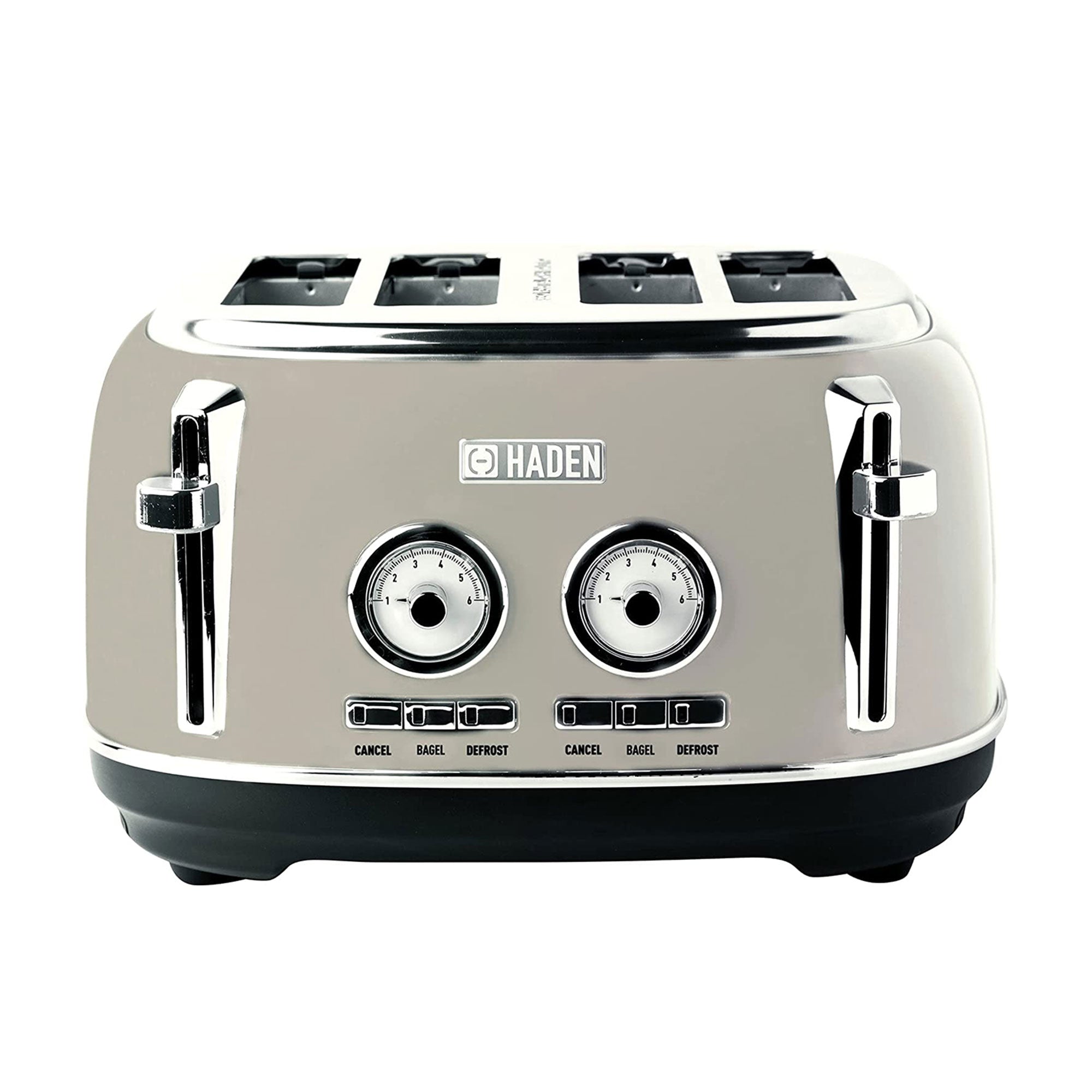 Haden Countertop Microwave & Dorset 4 Slice Wide Slot Toaster, Putty & Chrome