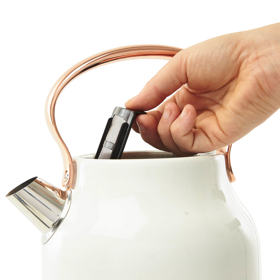 Haden Heritage 4 Slice Wide Slot Toaster & Electric Water Kettle, Ivory & Copper - VMInnovations