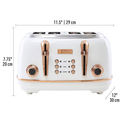 Haden Heritage 4 Slice Wide Slot Toaster & Electric Water Kettle, Ivory & Copper