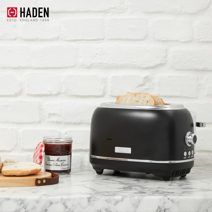 Haden Heritage 2 Slice Wide Slot Toaster & Electric Water Kettle, Black & Chrome