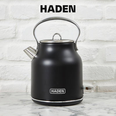 Haden Heritage 2 Slice Wide Slot Toaster & Electric Water Kettle, Black & Chrome