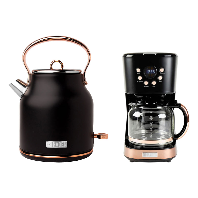Haden 1.7L Electric Kettle and 12 Cup Coffee Maker Machine Kitchen Appliance Set