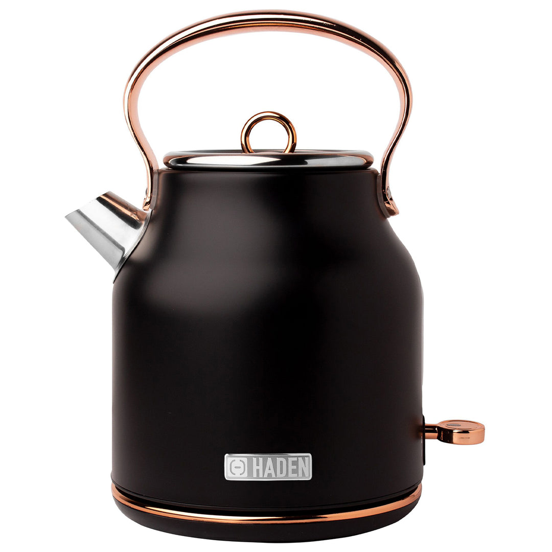 Haden Heritage Electric Water Kettle & 2 Slice Wide Slot Toaster, Black & Copper