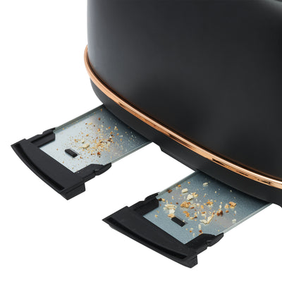 Haden Heritage 4 Slice Wide Slot Toaster & 12 Cup Coffee Maker, Black & Copper - VMInnovations