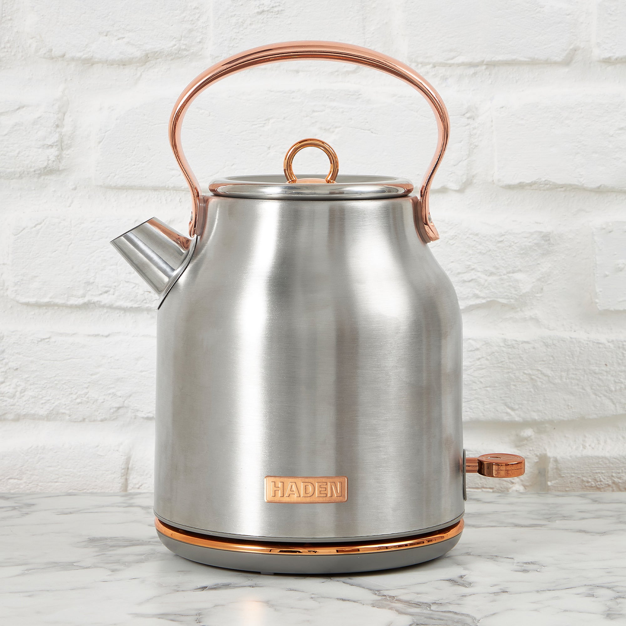 Haden Heritage 2 Slice Wide Slot Toaster & Electric Water Kettle, Steel & Copper