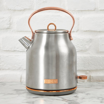 Haden Heritage 2 Slice Wide Slot Toaster & Electric Water Kettle, Steel & Copper