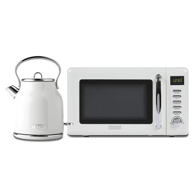 Haden Heritage Compact Microwave & 1.7L Electric Water Kettle, Ivory & Chrome - VMInnovations
