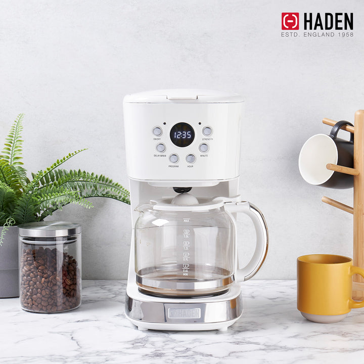 Haden Heritage 4 Slice Wide Slot Toaster & 12 Cup Coffee Maker, Ivory & Chrome