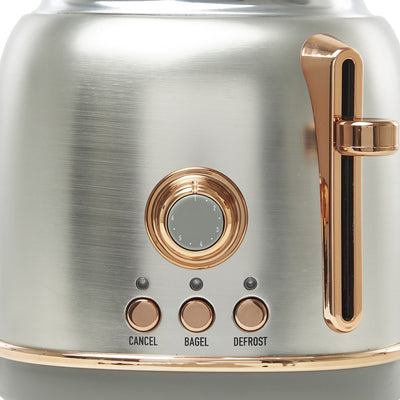 Haden Heritage 2 Slice Wide Slot Toaster & Electric Water Kettle, Steel & Copper