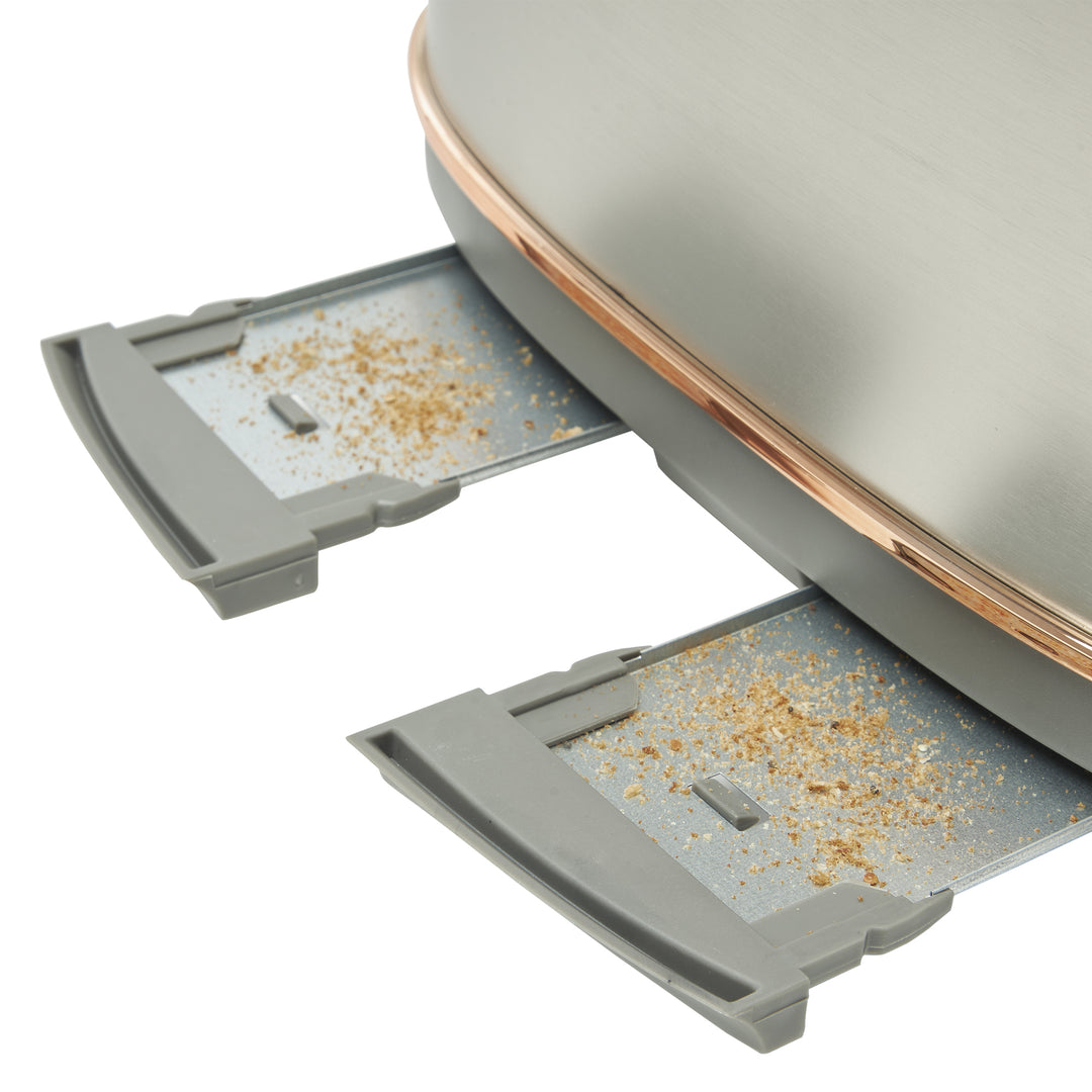 Haden Heritage 4 Slice Wide Slot Toaster & 12 Cup Coffee Maker, Steel & Copper - VMInnovations