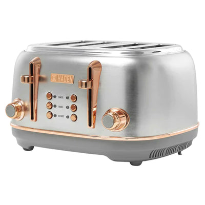 Haden Heritage 4 Slice Wide Slot Toaster & 12 Cup Coffee Maker, Steel & Copper