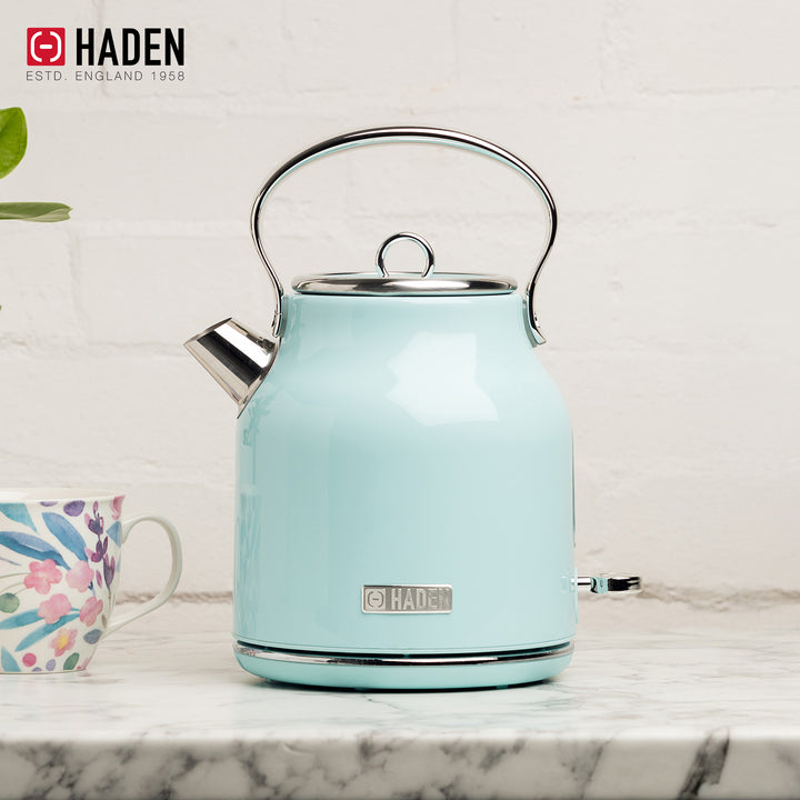 Haden 12 Cup Coffee Maker & Heritage 1.7L Electric Kettle, Turquoise & Chrome