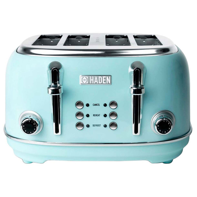 Haden Coffee Maker & Heritage 4 Slice Wide Slot Toaster, Turquoise & Chrome