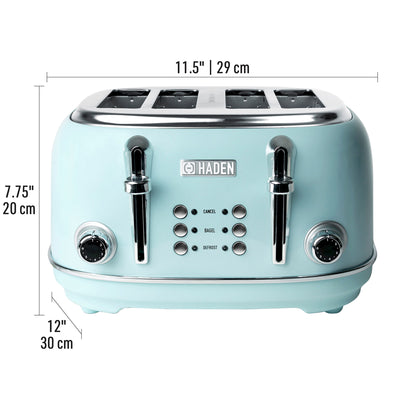 Haden Coffee Maker & Heritage 4 Slice Wide Slot Toaster, Turquoise & Chrome