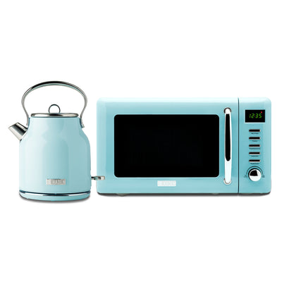 Haden Heritage 1.7L Electric Water Kettle & Compact Microwave Turquoise & Chrome