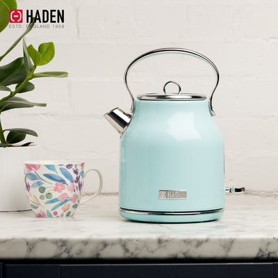 Haden Heritage 1.7L Electric Water Kettle & Compact Microwave Turquoise & Chrome