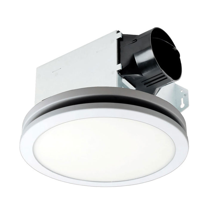 Delta Breez Integrity 100 CFM Exhaust Fan, LED Edge-Lit Flat Round Panel, White