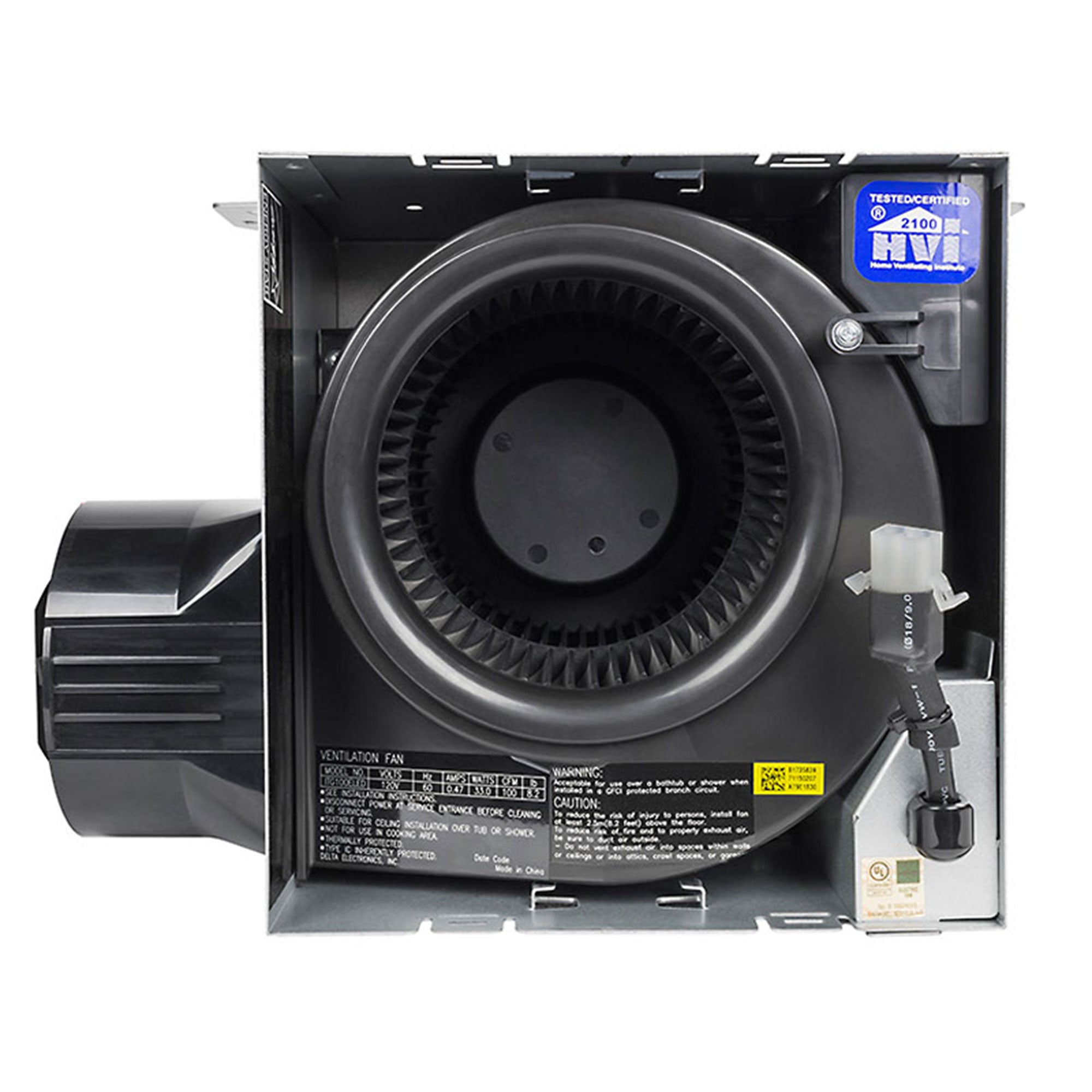 Delta Breez Integrity 100 CFM Exhaust Fan, LED Edge-Lit Flat Round Panel, White - VMInnovations