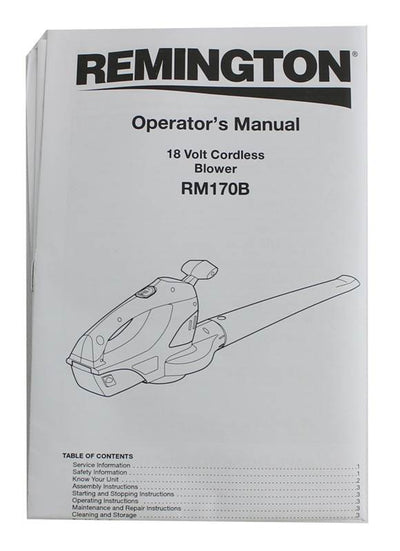 Remington RM170B 18V Cordless Handheld Electric Leaf Grass Blower 125 Mph