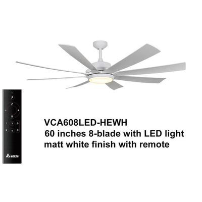 Delta Breez Rio Vista 60" Ceiling Fan with LED, Remote, Indoor/Outdoor, White - VMInnovations