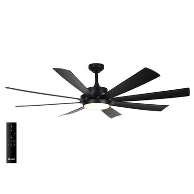 Delta Breez RioVista 60" Ceiling Fan with LED, Remote, Indoor/Outdoor, Black - VMInnovations