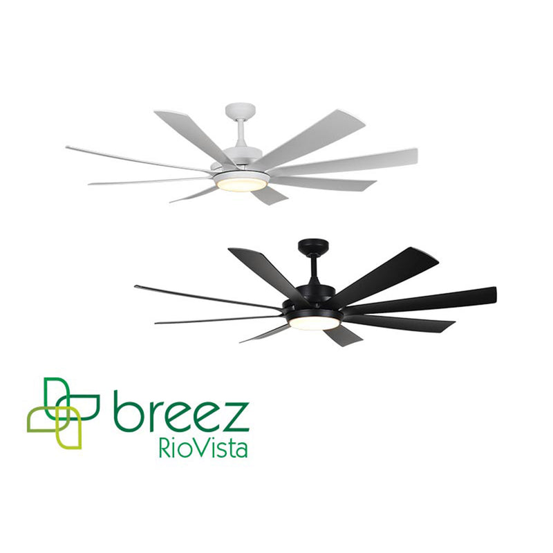 Delta Breez RioVista 60" Ceiling Fan with LED, Remote, Indoor/Outdoor, Black