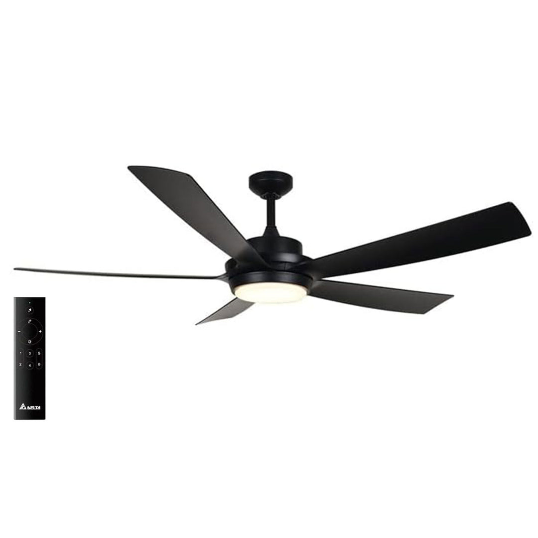 Delta Breez Pleasanton 60" Ceiling Fan w/LED, Remote, Indoor/Outdoor,Black(Used)