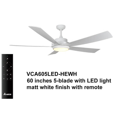 Delta Breez Pleasanton 60" Ceiling Fan w/LED, Remote, Indoor/Outdoor,Black(Used) - VMInnovations