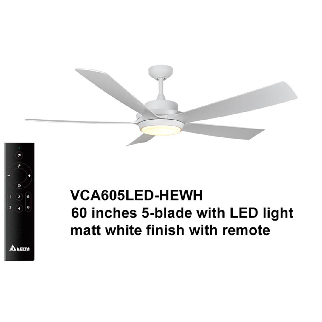 Delta Breez Pleasanton 60" Ceiling Fan w/LED, Remote, Indoor/Outdoor,Black(Used)