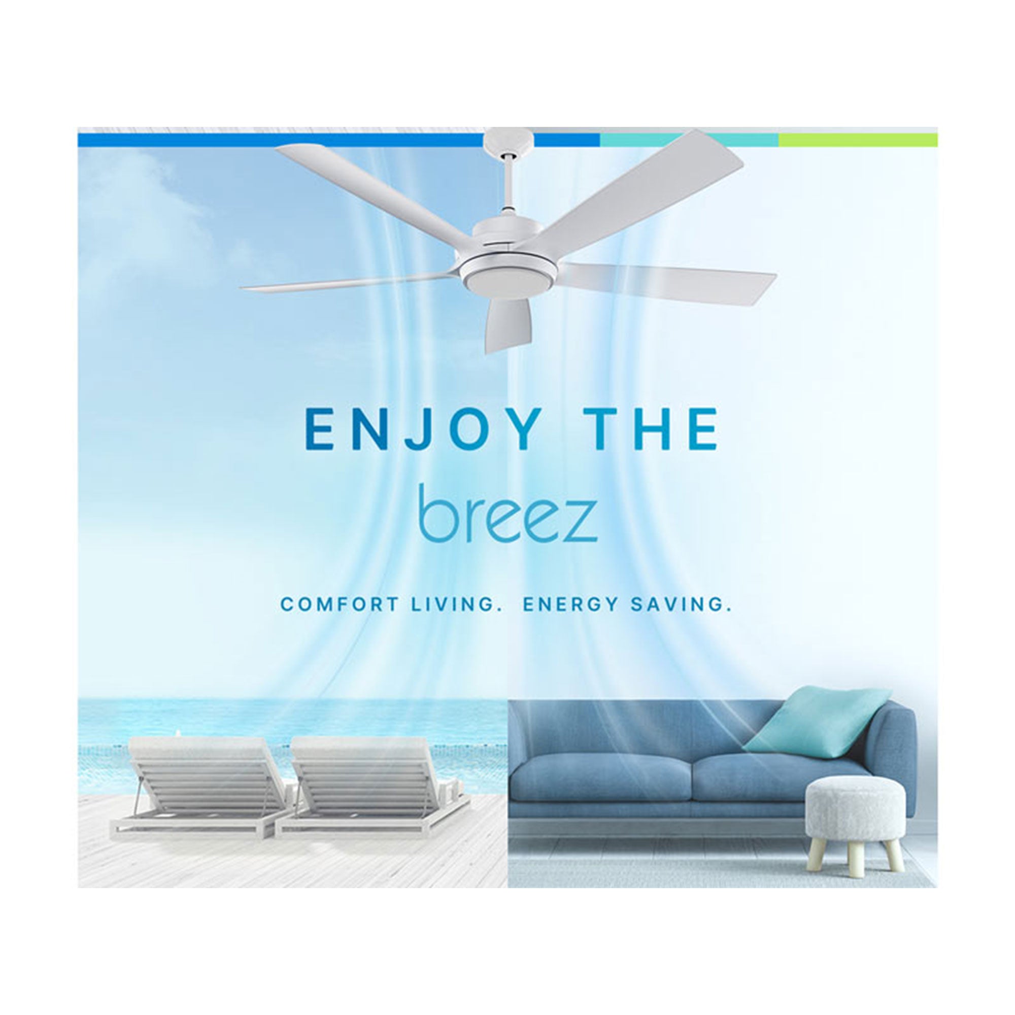 Delta Breez Pleasanton 60" Ceiling Fan w/LED, Remote, Indoor/Outdoor,Black(Used) - VMInnovations