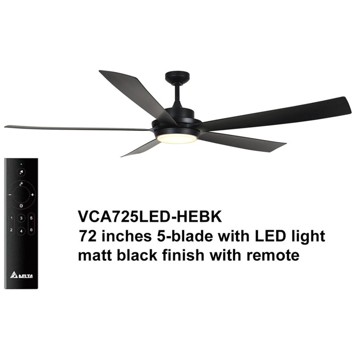 Delta Breez Pleasanton 72" Ceiling Fan w LED, Remote, Indoor/Outdoor (Used)
