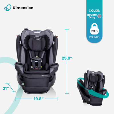 Evenflo Revolve360 Extend Rotational All in 1 Convertible Car Seat, Gray (Open Box)