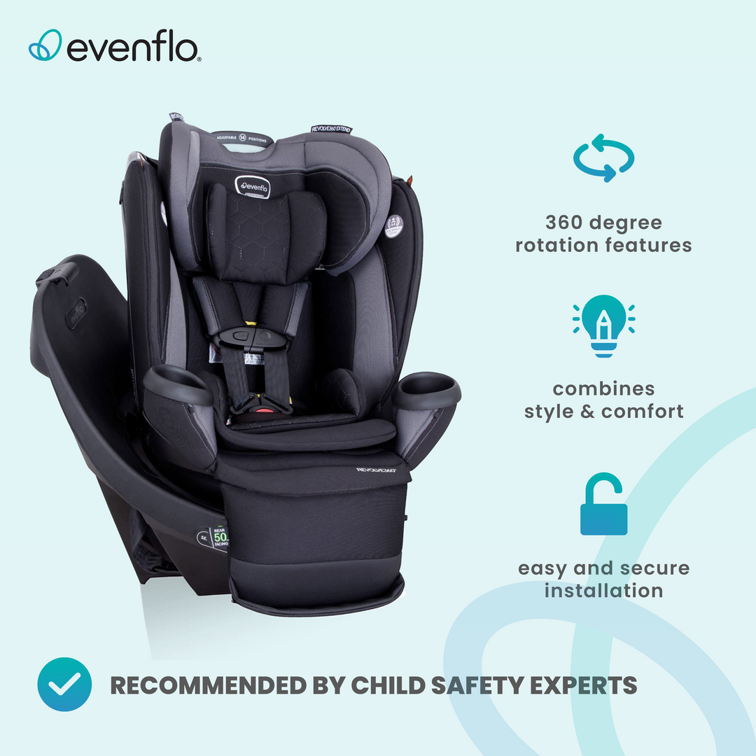 Evenflo Revolve360 Extend Rotational All in 1 Convertible Car Seat, Revere Gray