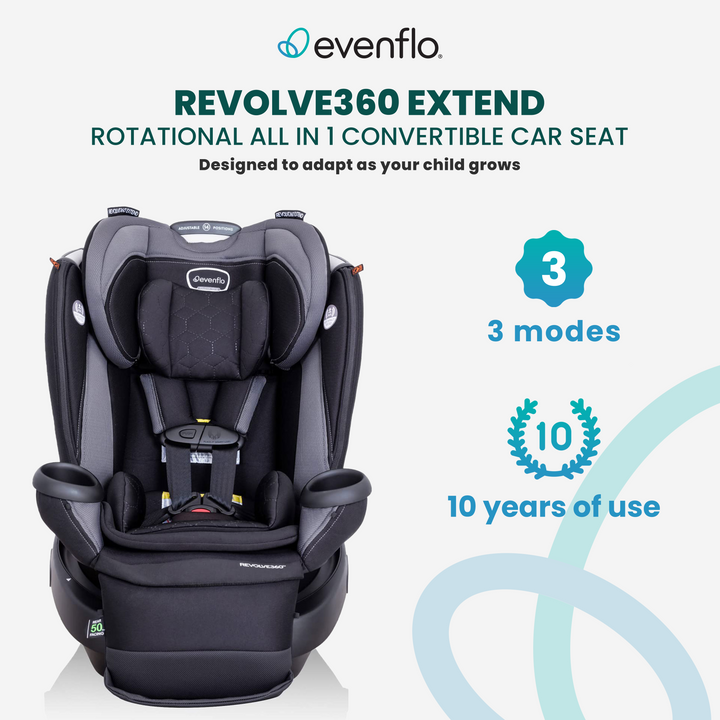 Evenflo Revolve360 Extend Rotational All in 1 Convertible Car Seat, Revere Gray