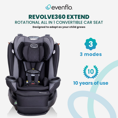 Evenflo Revolve360 Extend Rotational All in 1 Convertible Car Seat, Gray (Open Box)