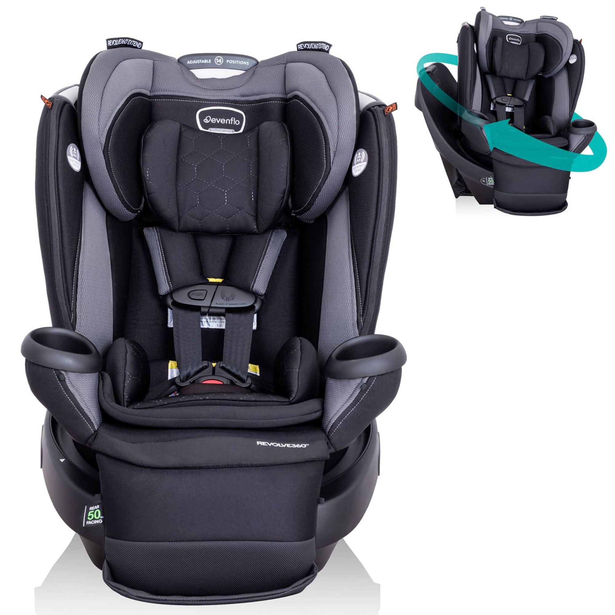 Evenflo Revolve360 Extend Rotational All in 1 Car Seat, Revere Gray (Used)