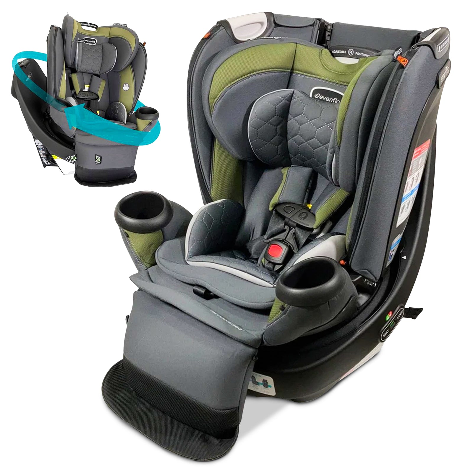 Evenflo Revolve360 Extend Rotational Convertible Child Car Seat, Rockland Green - VMInnovations