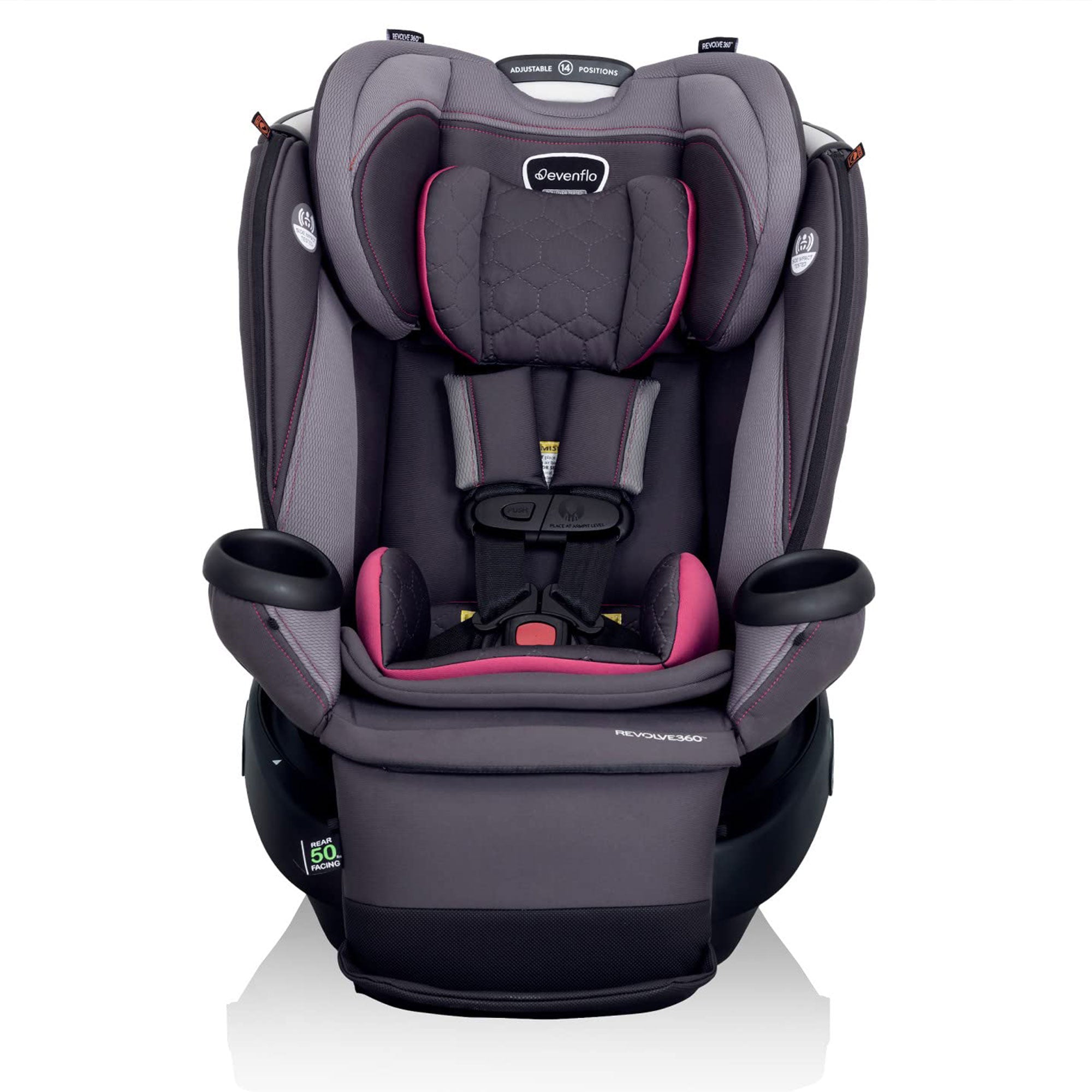 Evenflo Extend Rotational All in 1 Convertible Car Seat, Rowe Pink (Open Box)